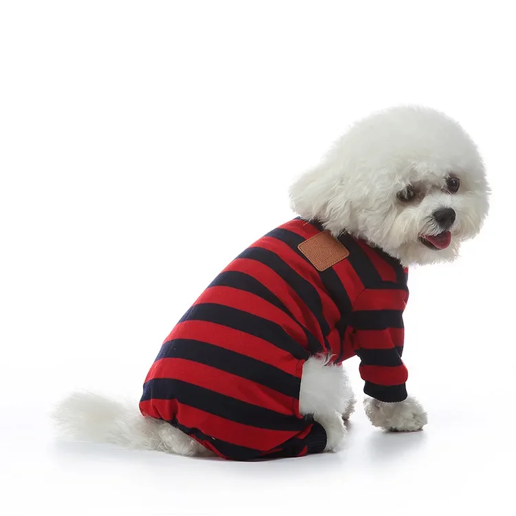 Dog Clothes Spring and Autumn New Striped Pet Dog Pajamas Small and Medium Dogs British Household