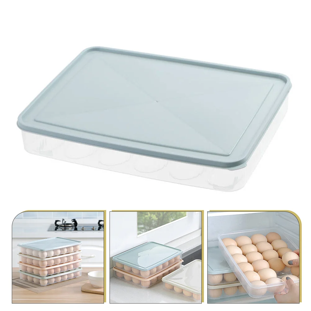 

2Pcs Refrigerator Egg Container Freezer Box 24 Grid High Capacity Lid Design Prevent Damage Easy Storage Egg Stackable Type Box