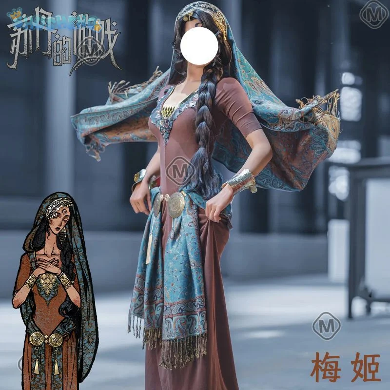 

Sultan's Game Arzu Cosplay Costume Dress, Headscarf Belt Props Accessories Set Halloween Carnival Men's and Women's New Uniform