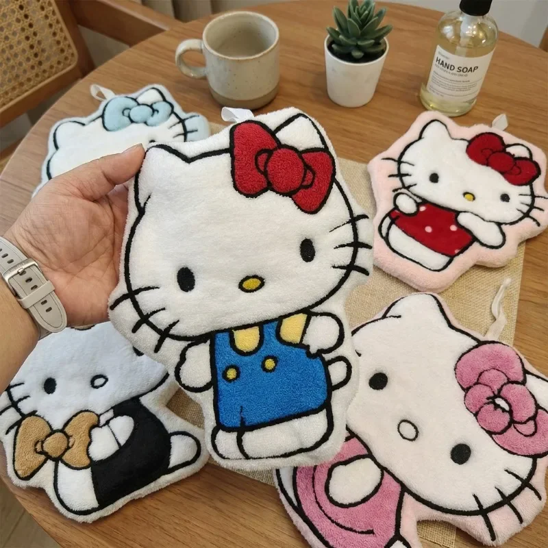 Cartoon Cat Printed Hand Towel Kawaii Soft Absorbent Quick-Drying Towel Face Washing Towel Hanging Kitchen Bathroom Women's Gift view 3