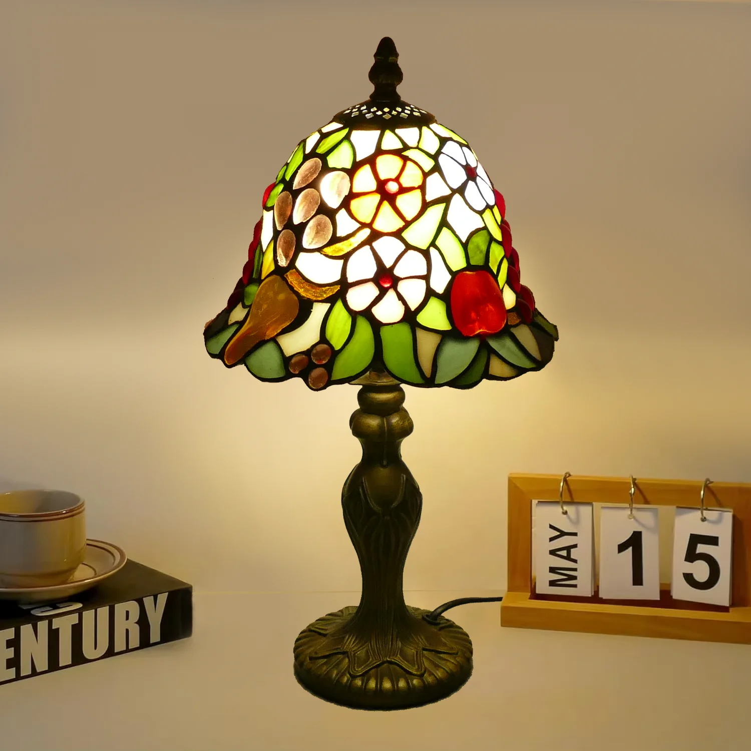 Table Lamp Minimalist Study Bedroom Bedside Table Lamp  Design Retro Glass Stained  8 Inch  Table Lamps