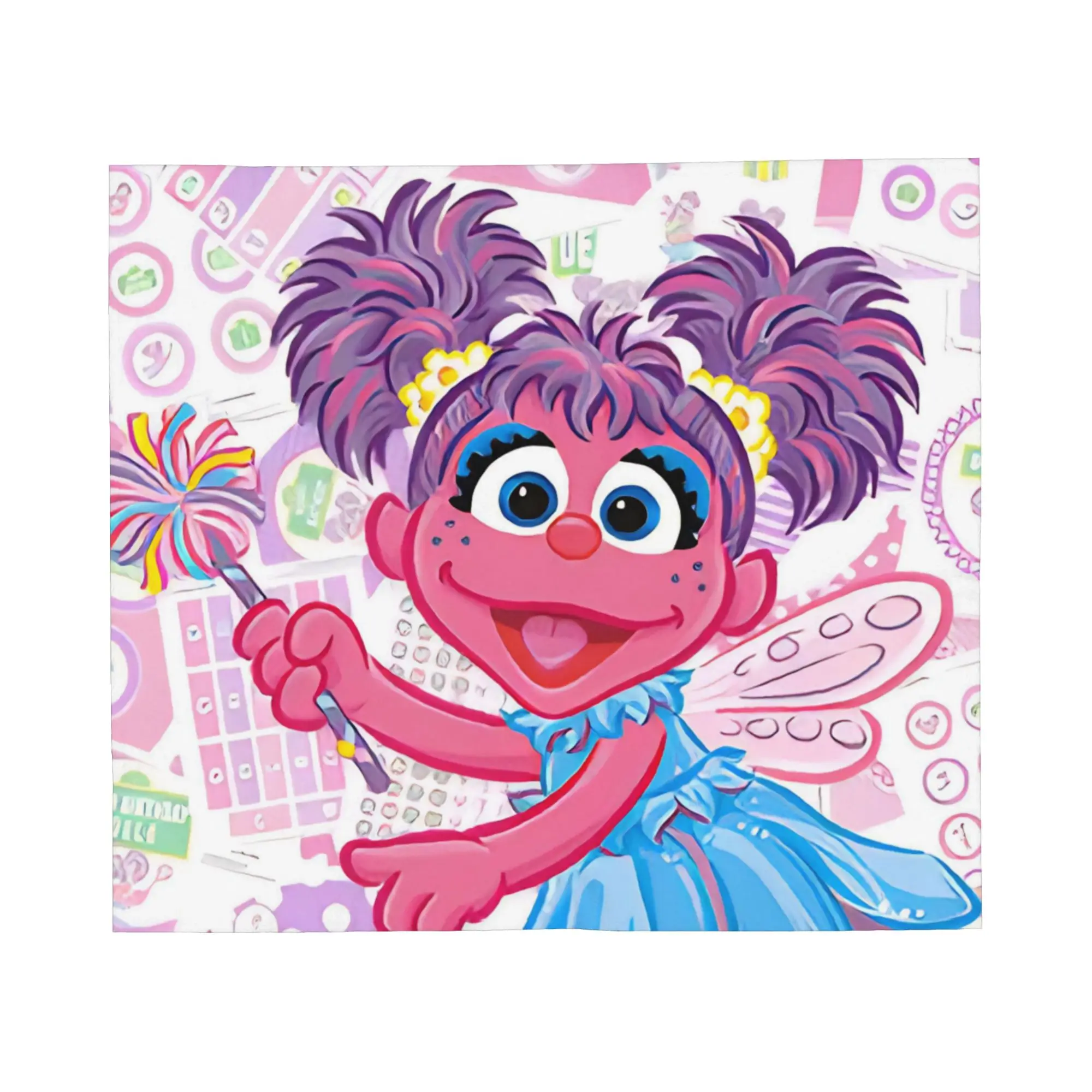 Sesame Street Cartoon Blanket Coral Fleece Plush Spring/Autumn Abby Cadabby Breathable Throw Blankets for Bed Bedroom Rug Piece