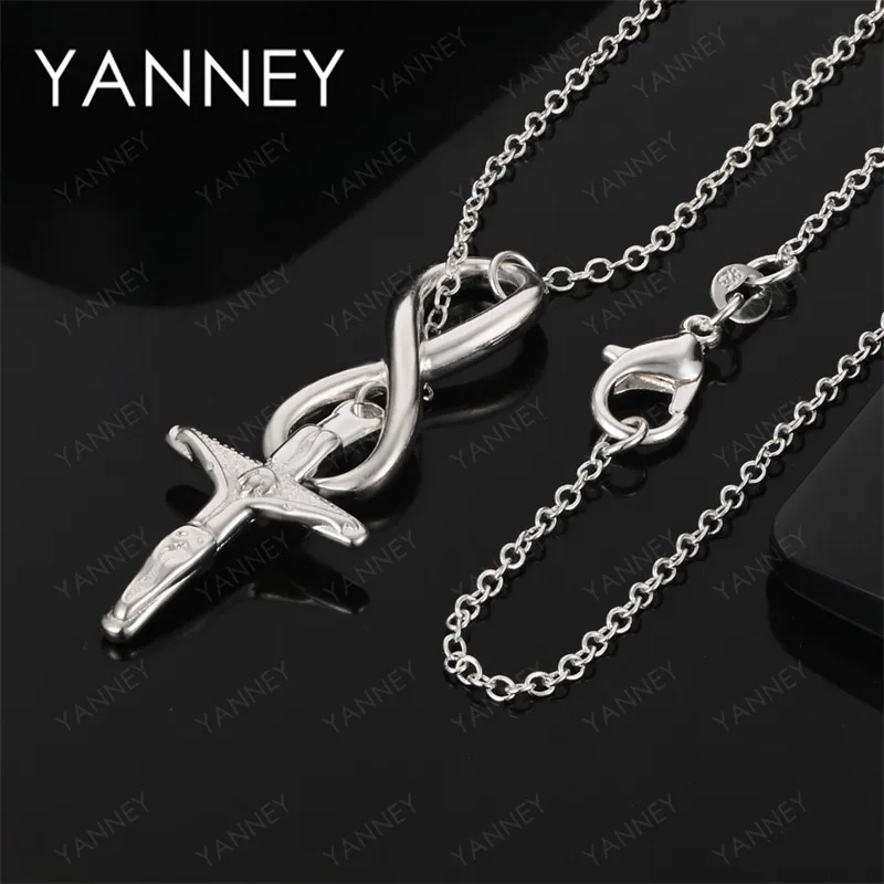 

925 Sterling Silver 16-30 Inch Luxury Exquisite Cross Necklace Women Party Wedding Fashion Gift Elegant