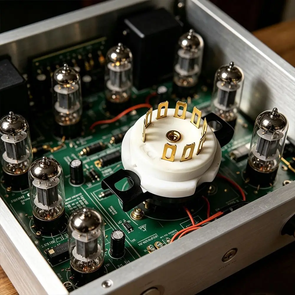 1 Peça Base de Cerâmica 95 9 Pinos para Válvula Octal de Cobre Berílio, Conector de Base de Válvula DIY Banhado a Ouro para Amplificador Hifi a Válvula