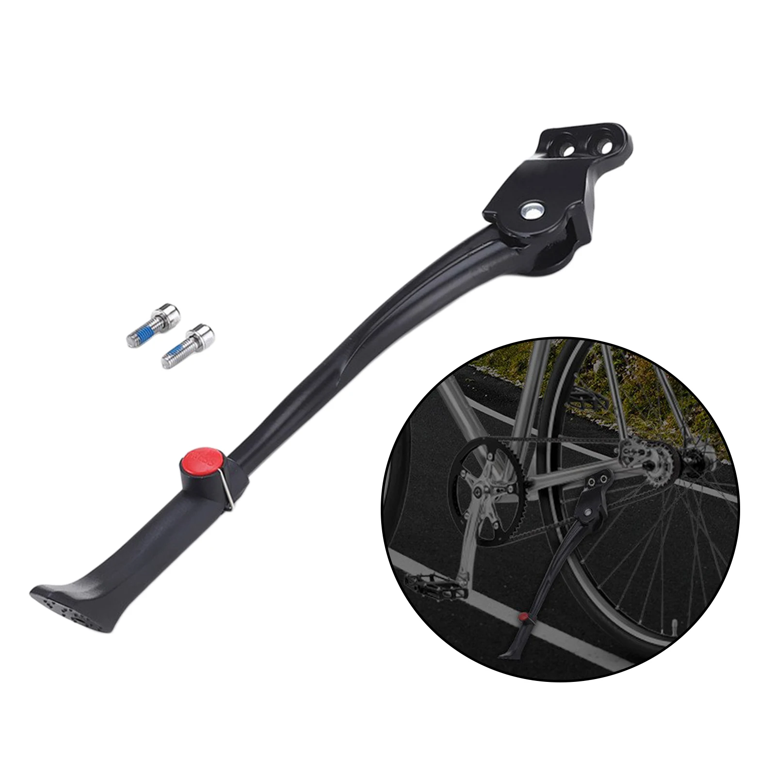 Adjustable Bike Kickstand Aluminum Alloy Anti Slip Footrest Bicycle Single Bracket Cycling Resting for 24in to 29in Road Bikes