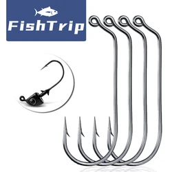 FishTrip 60 Degree Round Bend Jig Hook Worm Bait Fishing Hook Soft Plastic Hook Aberdeen for Jighead Mold DIY Make Accessories