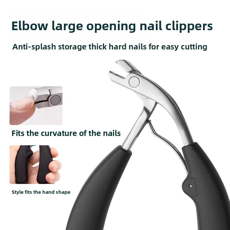 

Stainless Steel Elbow Nail Clipper Large Opening Heavy DutyThick Hard Toenails Ergonomic Pedicure Tool Senior Men Home Salon