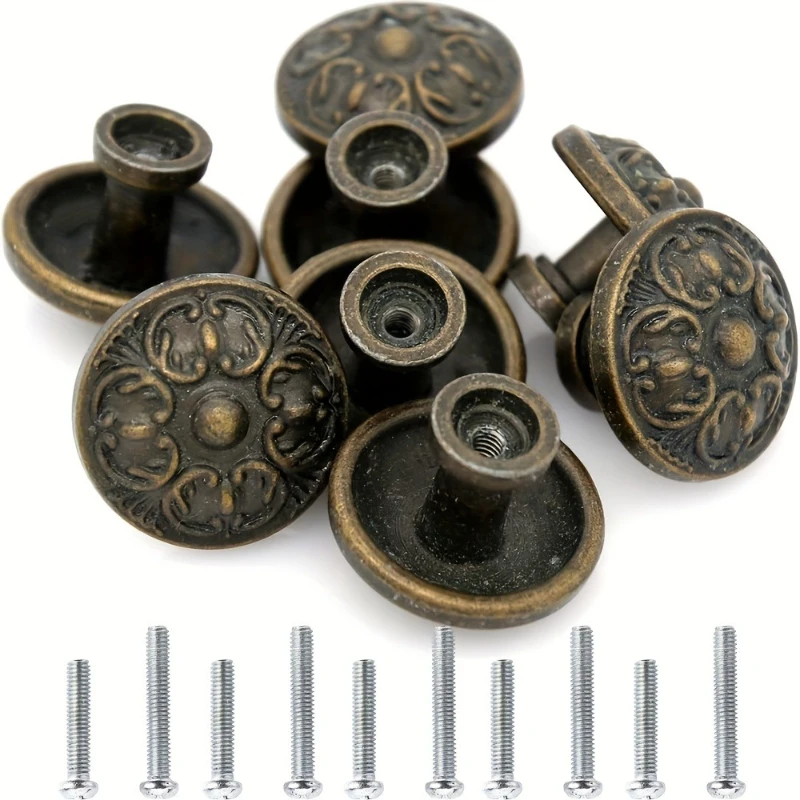 10pcs Vintage Drawer Pulls, Round Dresser Pulls, Drawer Knobs, 1.14*0.87 Inches, For Nightstand, Cabinet, Drawer, Cabinet Pulls