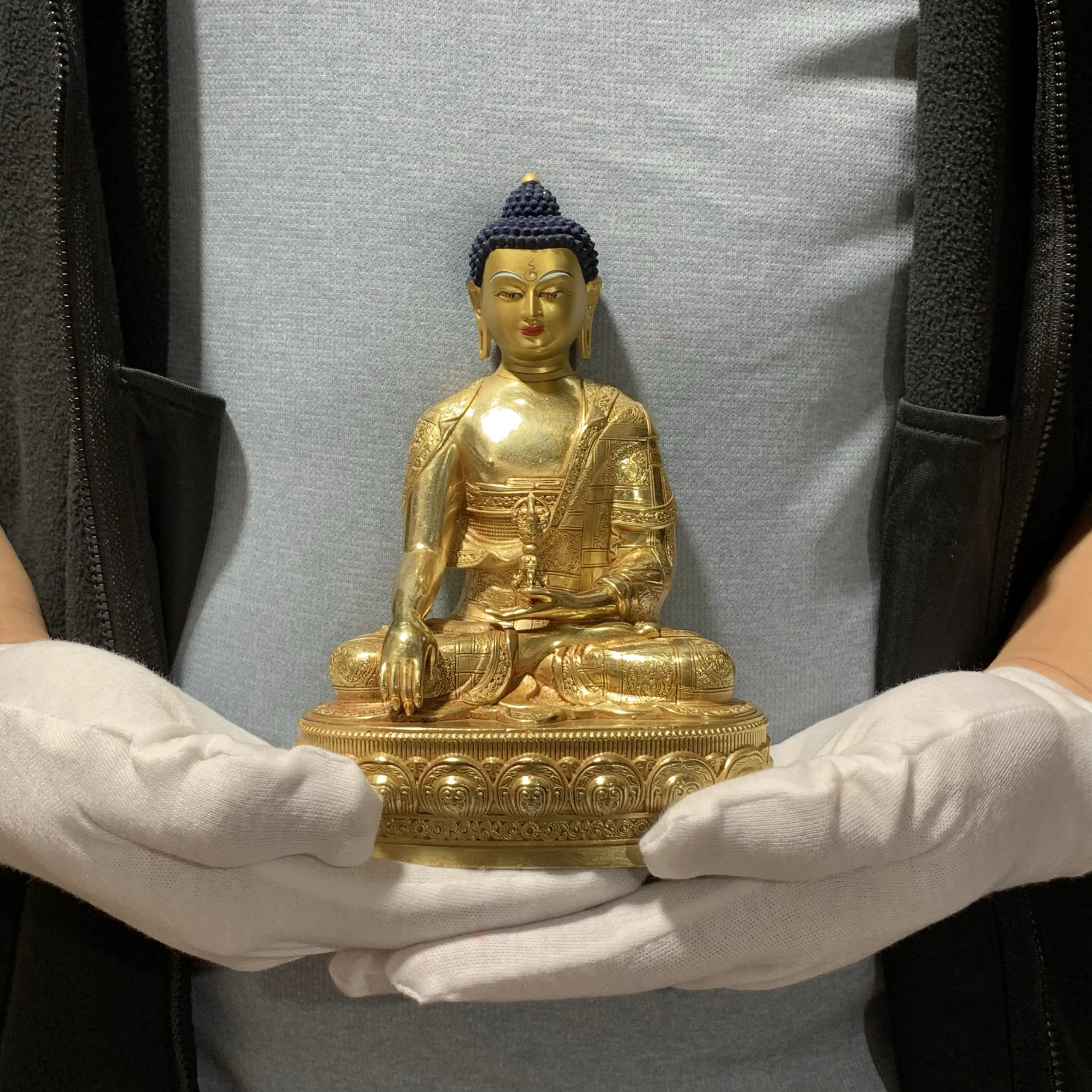 Five-inch immovable Buddha, pure copper gilt Buddha statue ornament, Tibetan legend 16 cm high-precision Buddhist utensils Xizan