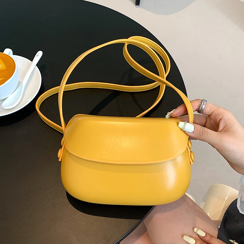 Cute Small Round Bag Women\'s 2023 Summer New Fashion PU One Shoulder Bag Colorful Versatile Magnetic Buckle Crossbody Bag