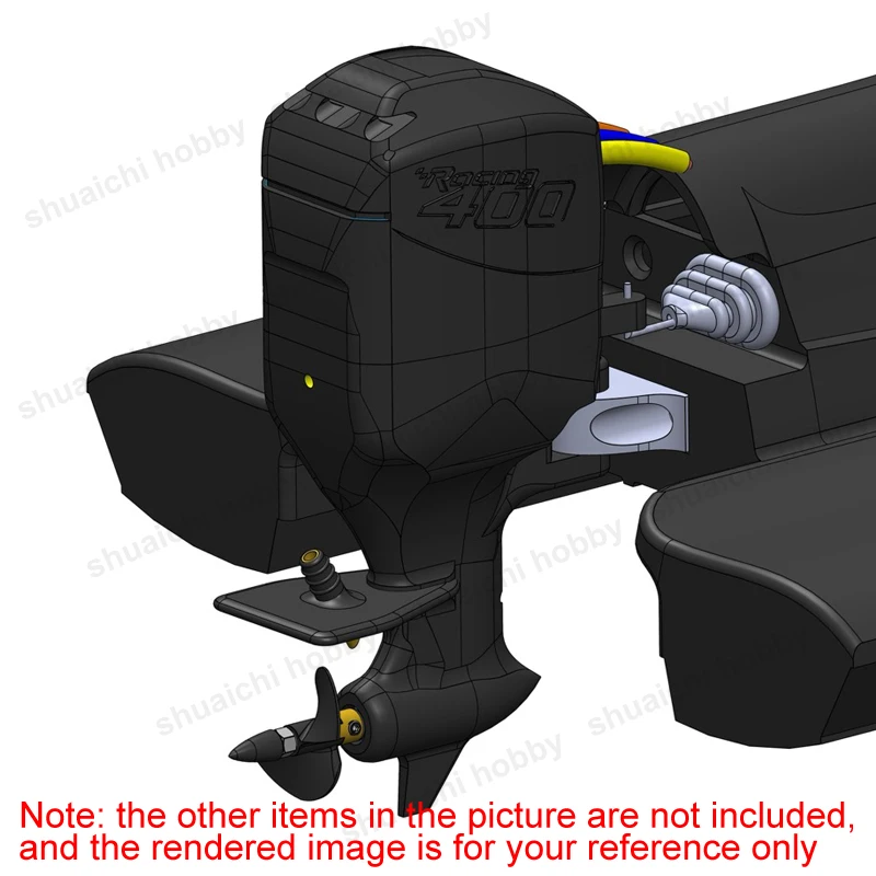 1 セット 1/8 スケール船外機シェル組立キット船尾外部エンジンオプションのナイロン/CNC アルミニウム合金プロペラ RC ボート用