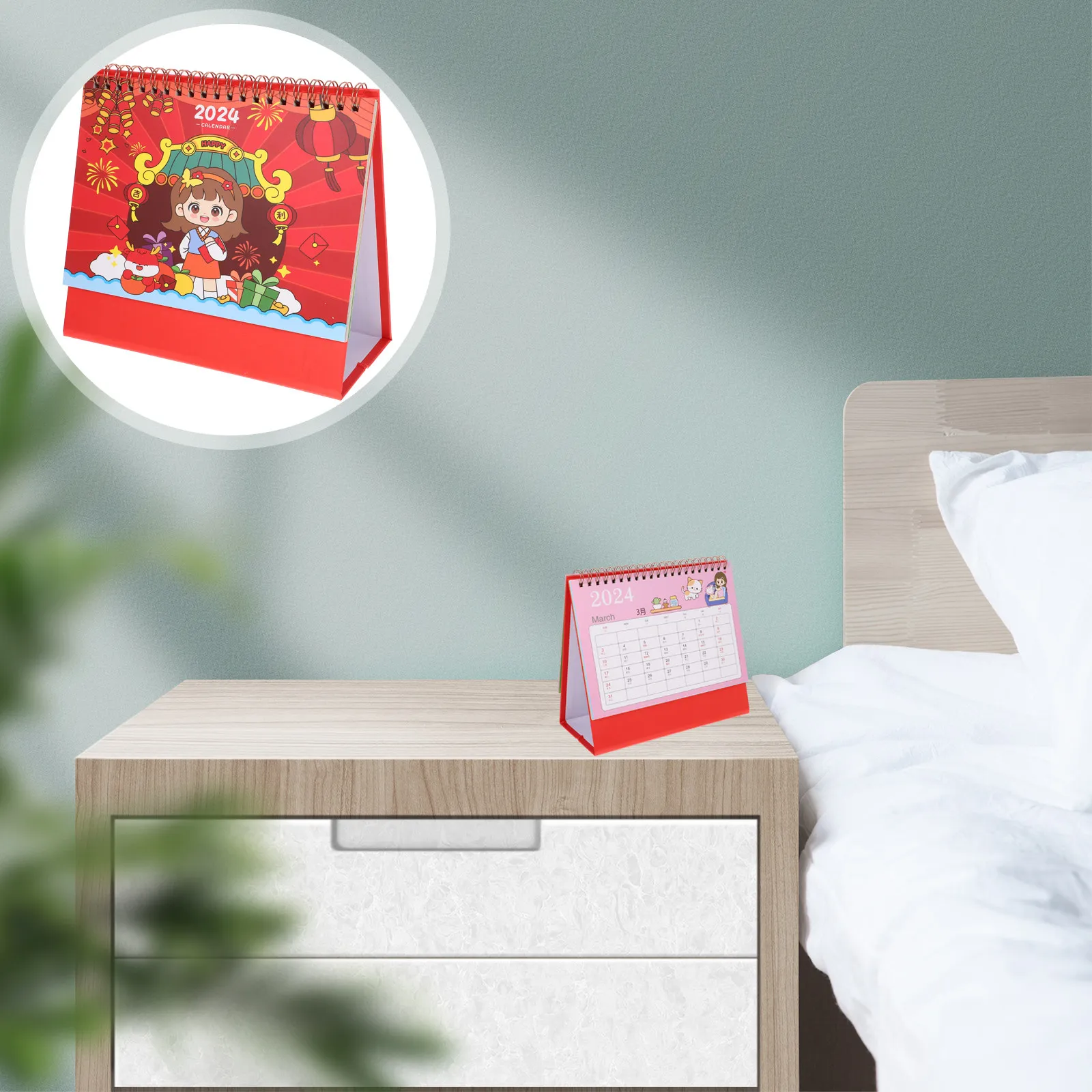 

Monthly Calendar Cute Desktop Standing Decor Small Cartoon Table Daily Use