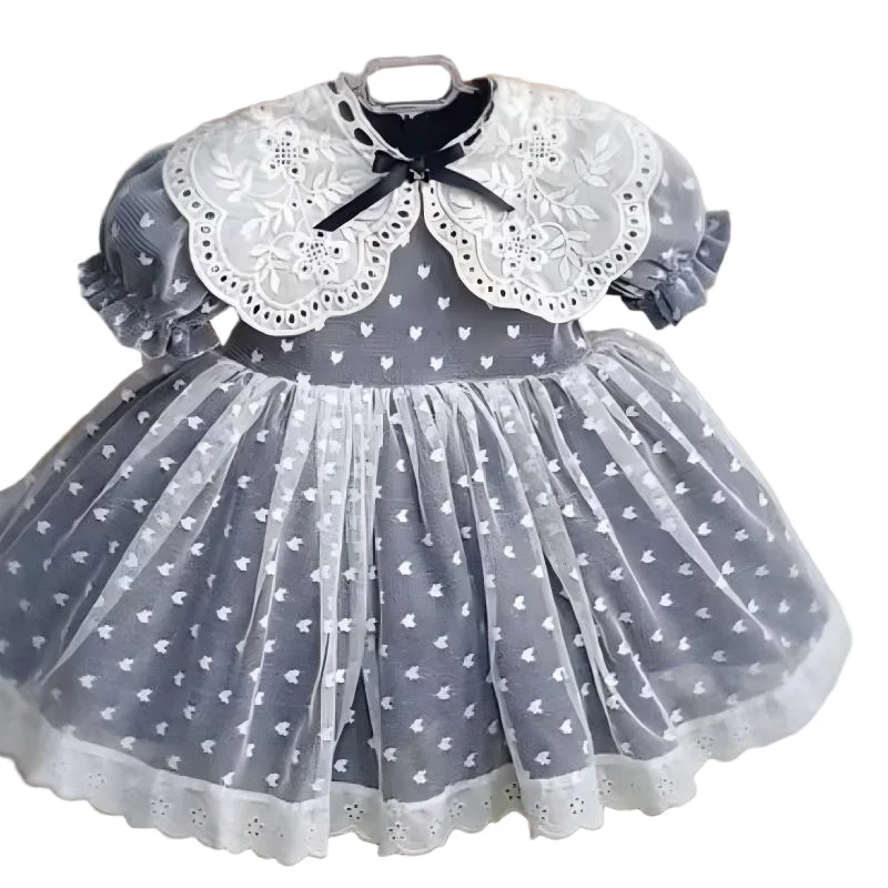 

Летнее сетчатое сетчатое винтажное платье принцессы в белый горошек для маленьких девочек от 0 до 12 лет для фотосессии на день рождения, праздника Ид B427