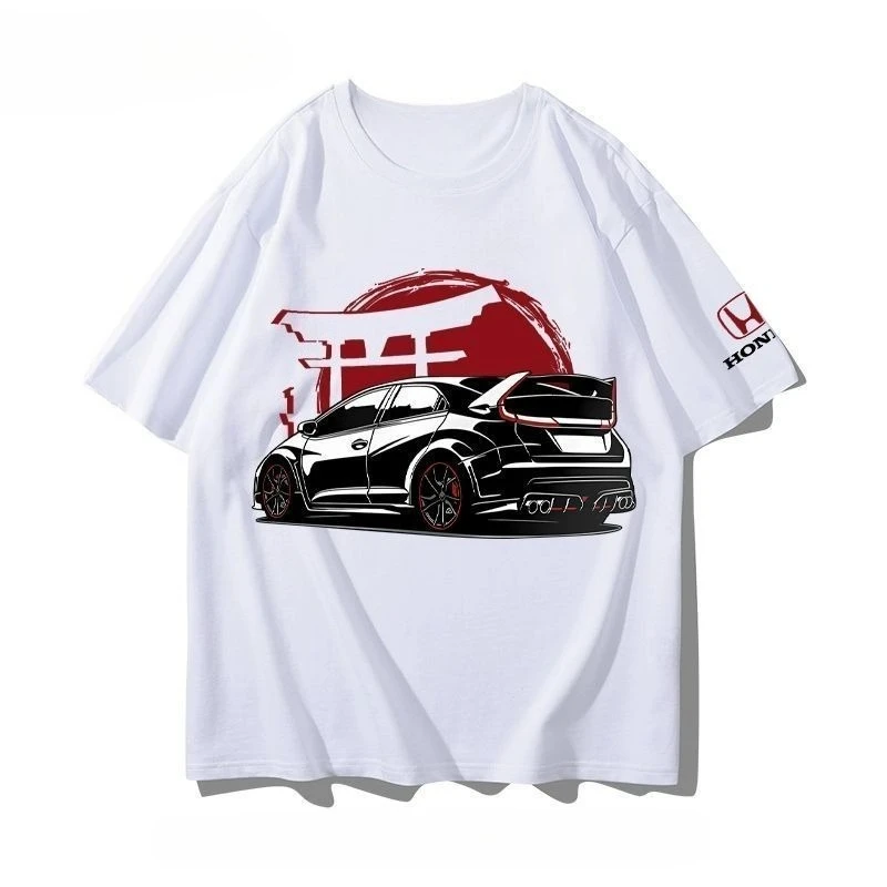 

Honda Motorcycle Short-sleeved Classic Modified Car Culture JDM Car Racing Fan T-shirt Club Men's Top