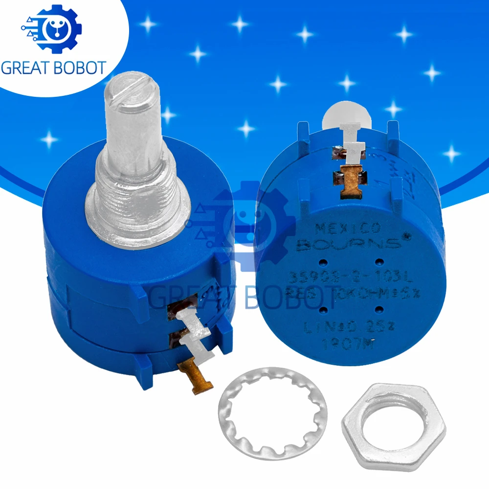 3590S Series Precision Multiturn Potentiometer Kit: 500Ω–100KΩ Assorted 1K–100KΩ Adjustable Resistors