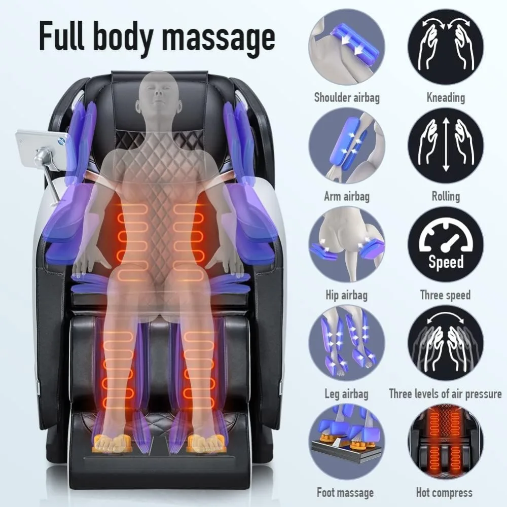 Massage Chair Full Body Recliner - Zero Gravity with Heat and Shiatsu Foot Massage Office Chair LCD Touch Screen