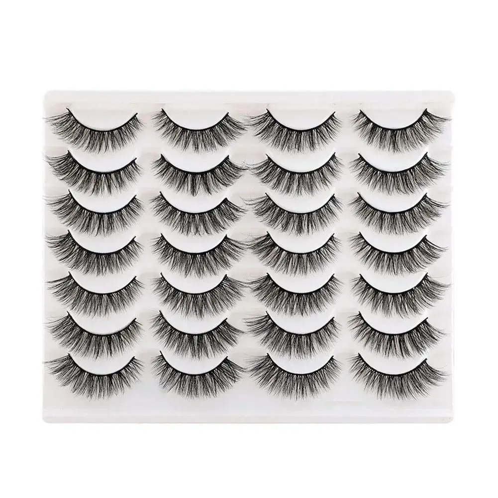 14 par naturalnych sztucznych rzęs Grube puszyste przedłużanie oczu Faux Pack Look That Mink Lashes Lashes Like Black H6y3