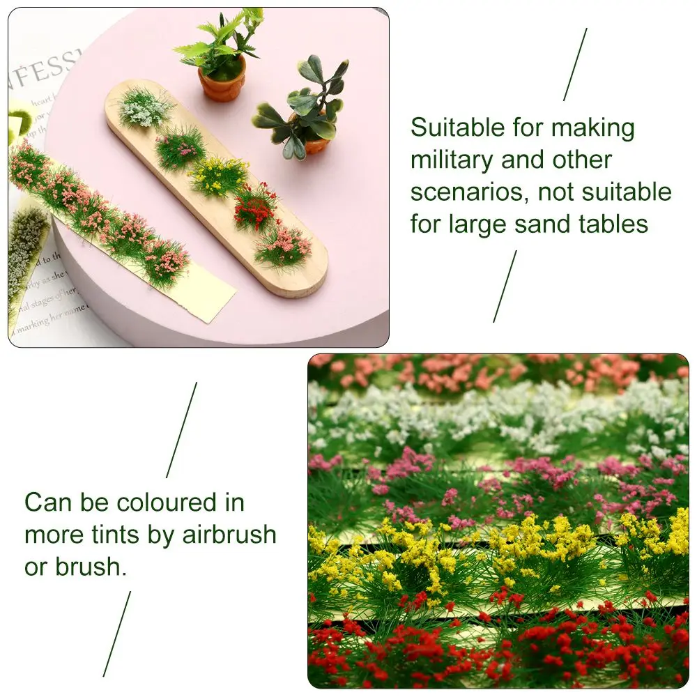 9*1*0.6cm Static Scenery Model Building Layout Landscape Wargame Flower Cluster Miniature Garden Decor Grass Tufts