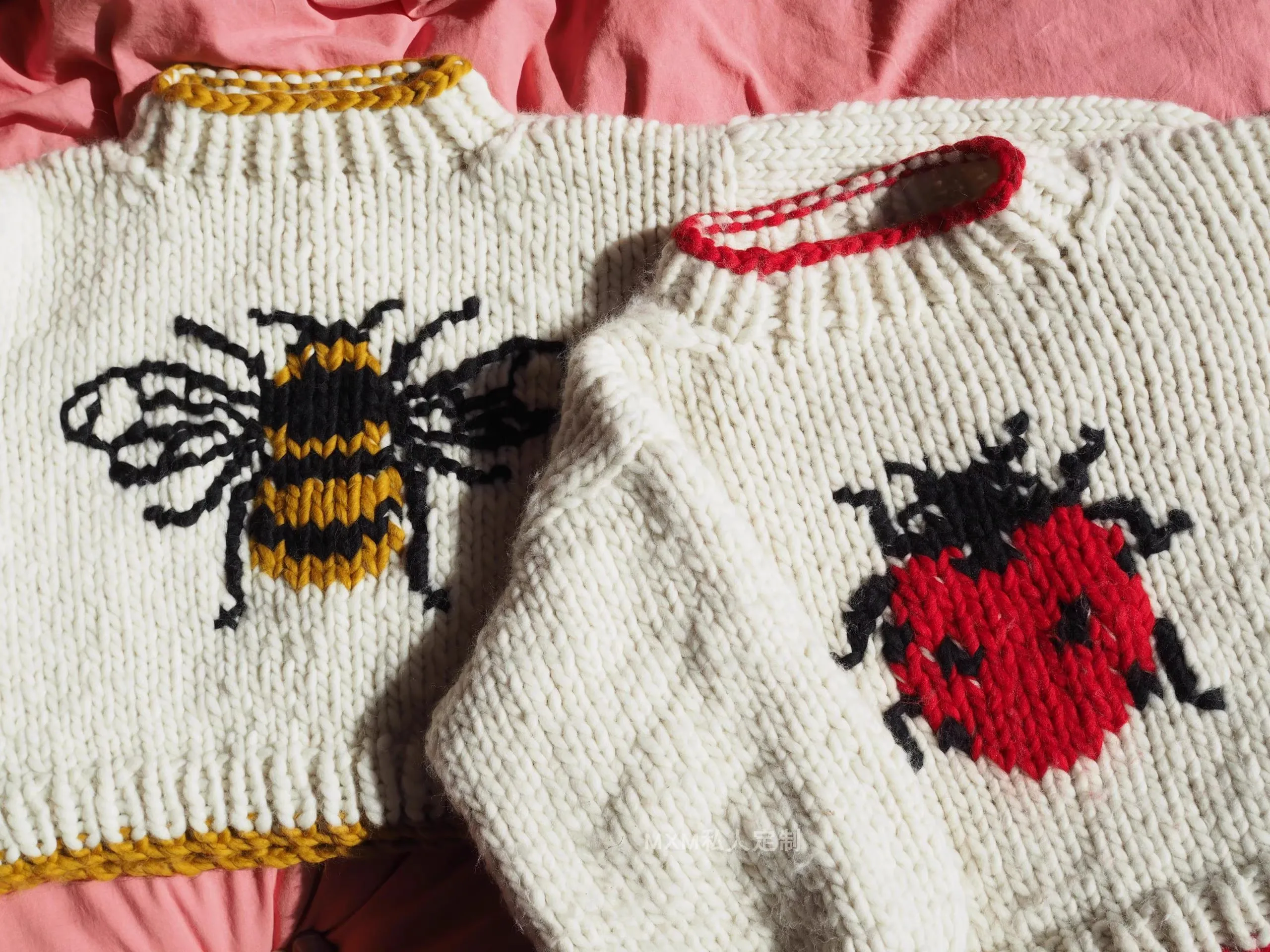 セブンスターてんとう虫柄ピュアウール手編み粗毛セーター女性の - Embroidery Lady Bug のレビューと価格