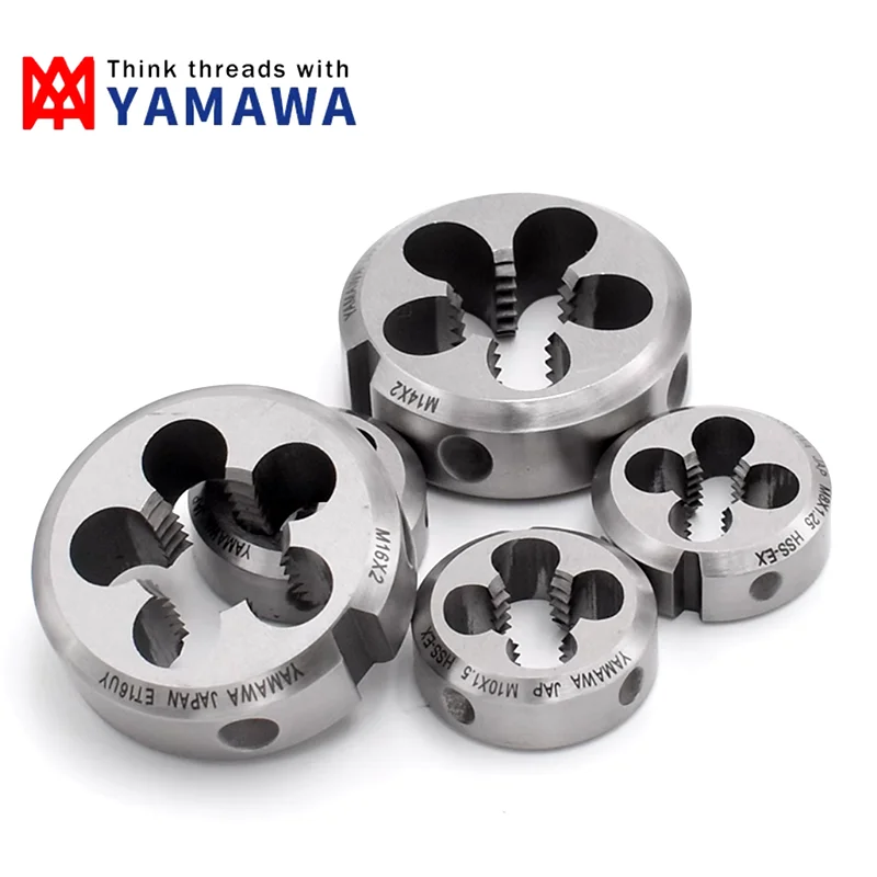 Japan 1PCS YAMAWA Original HSSE Round Die M0.8 M2 M2.5M3 M4 M5 M 6M8 M10 M12 M14 M16 Machine Screw Threading Dies