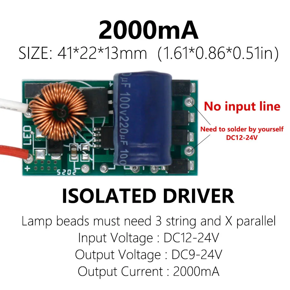 5pcs LED Driver 250mA 300mA 600mA 900mA 1200mA 2000mA For LEDs Power Supply Unit DC12-24V Lighting Transformers LED Power Lights