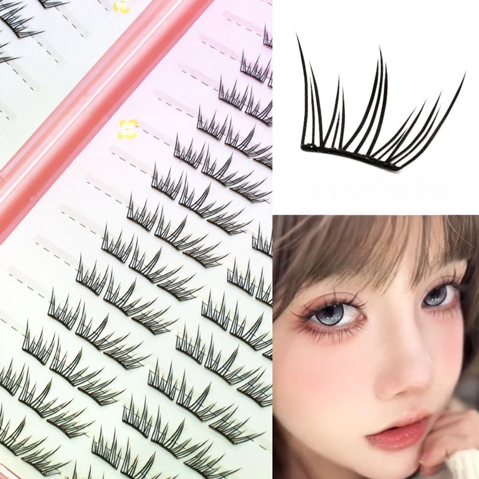 168 Clusters Sunflower Manga False Eyelashes No Glue Natural Wispy Eyelash Book Suitable For All Eye Type Super Large Capacity