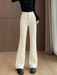 Thickend Down Pants High-Quality 3-Proof Bell Bottom Pants Winter Fashion Warm Plus Size White Duck Down Casual Trousers Women