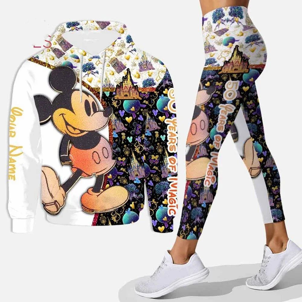 2024 3D printed custom hoodie and yoga pants set, suitable for women's casual wear Disney hoodie fashion sports set  ropa barata