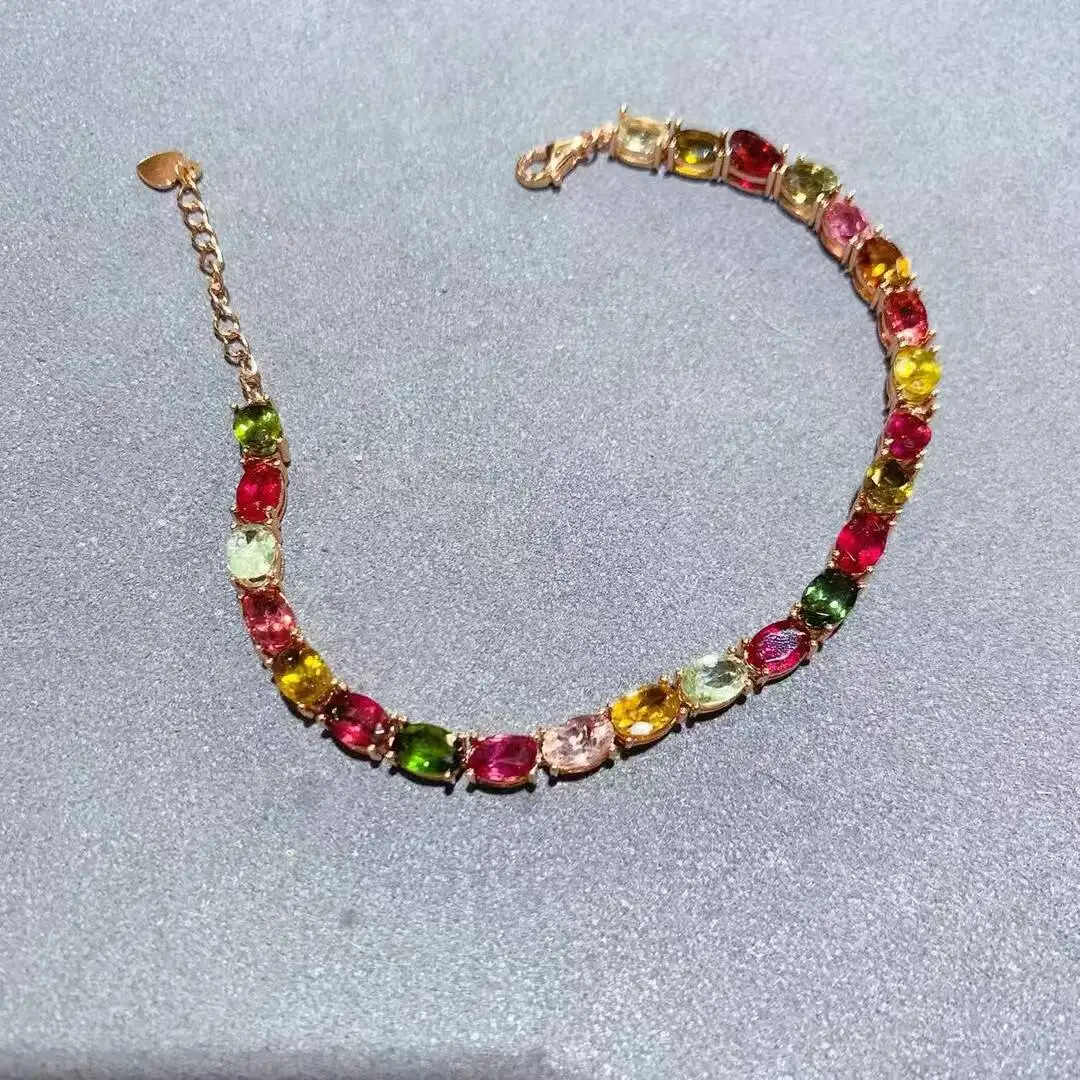 

KJJEAXCMY High Women's Bracelet Natural Tourmaline S925 Silver Colorful and splendid The entire body is spotless and flawless