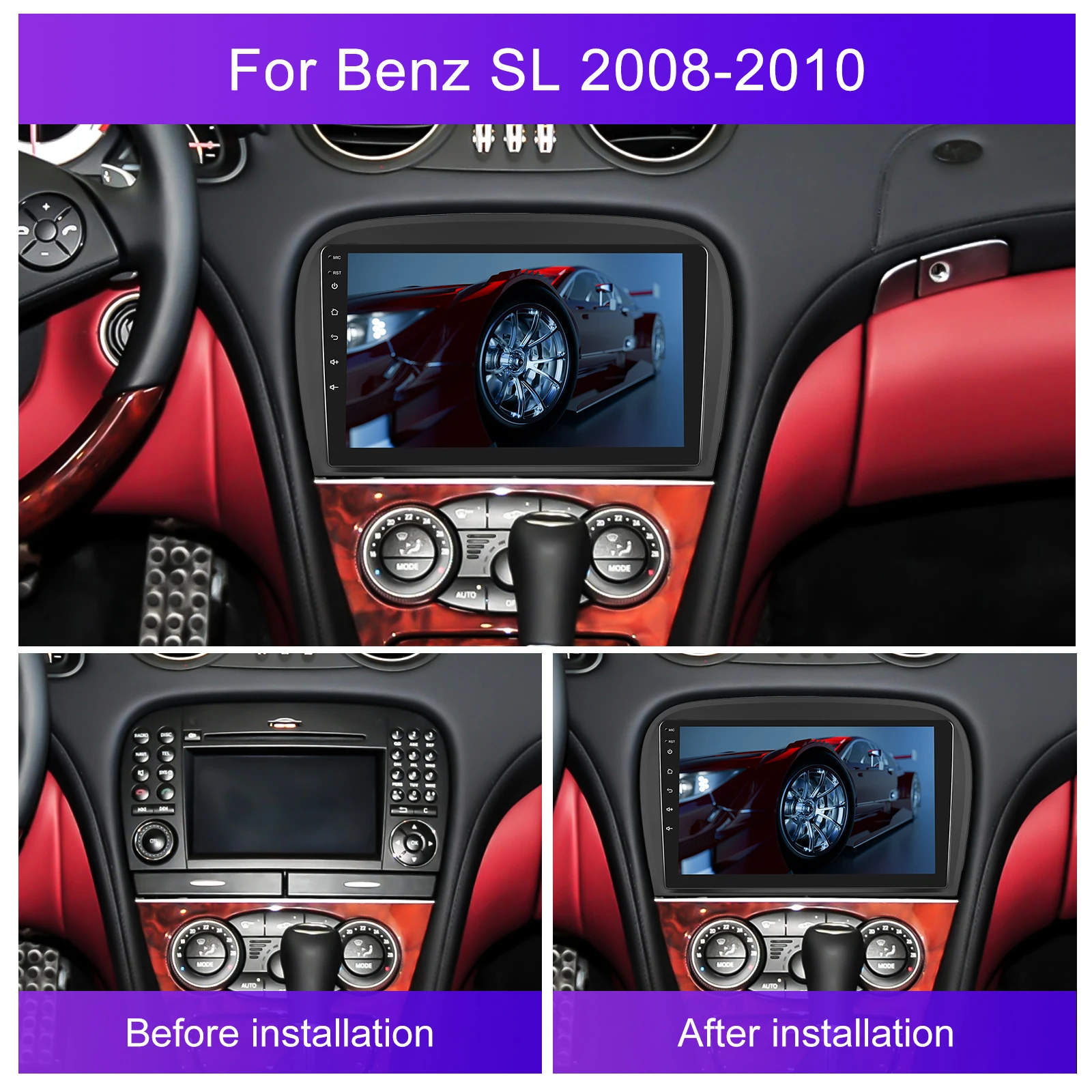 Podofo 4G WIFI Android Auto Auto Radio Für Mercedes-Benz SL Klasse R230 2008-2012 Drahtlose Carplay GPS Auto Multimedia Player RDS
