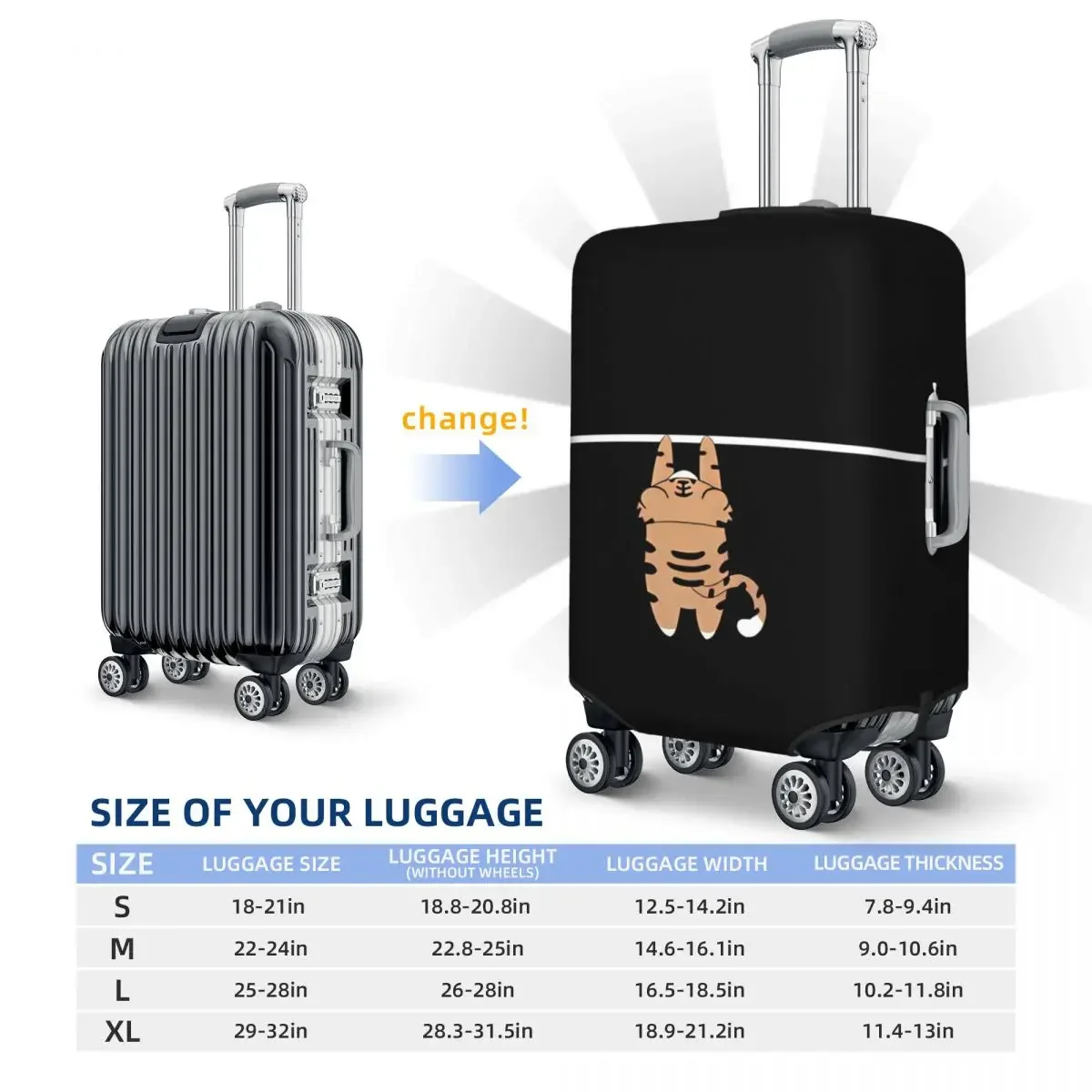 Cartoon Animal Suitcase Cover Tiger Funny Cruise Trip Vacation Fun Luggage Supplies Protection