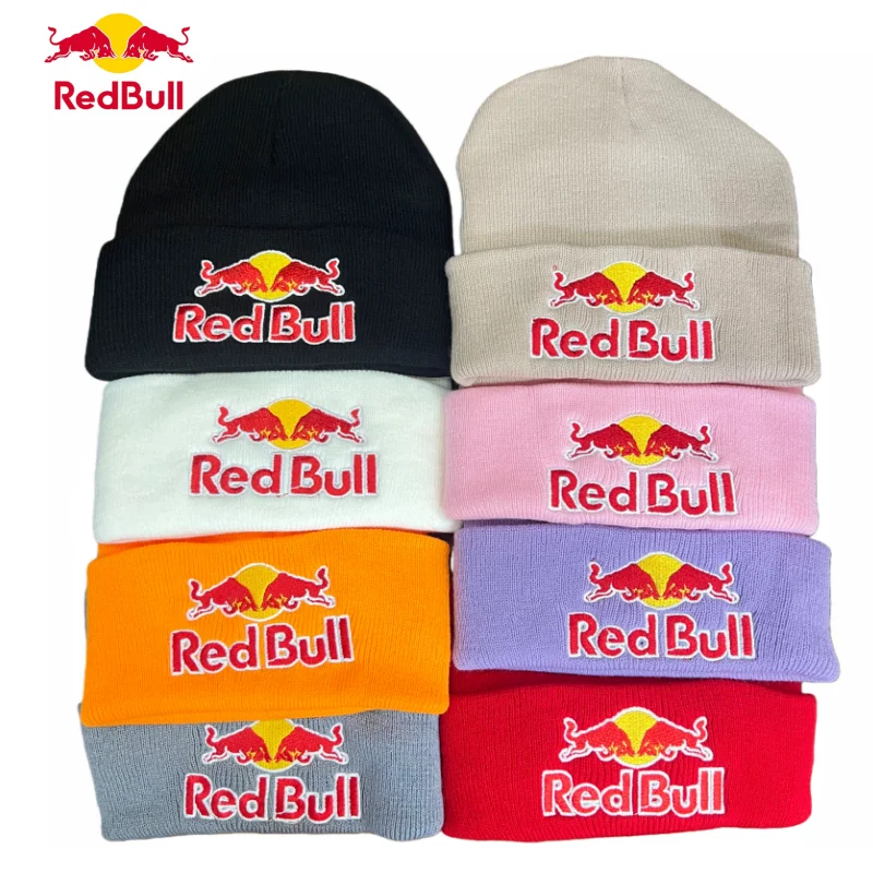 Red Bull moda bordado tejido hombres y mujeres sombreros Casual invierno suave cálido hombres y mujeres sombreros 8 colores