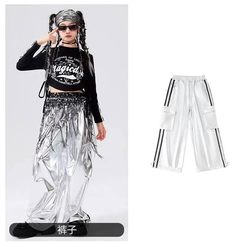 الهيب هوب لامعة الشارع السراويل المألوف ملابس رقص الجاز الفتيات الزي الأطفال نموذج عرض أداء السنة الجديدة #3