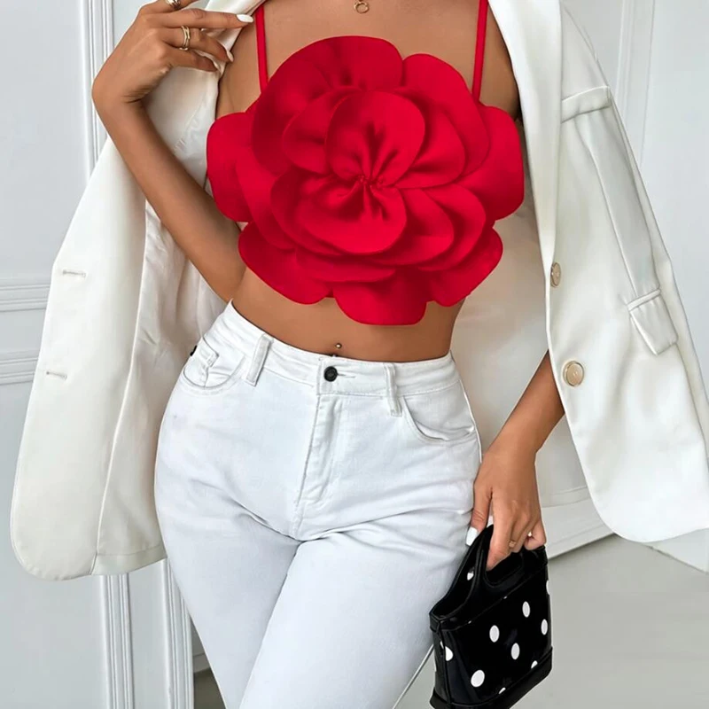 Elegant Flower Design Women T-Shirts Fashion Women Tank Tops Sexy Tee Sleeveless Shirts Pink Red Black Multiple Color Lady Vest