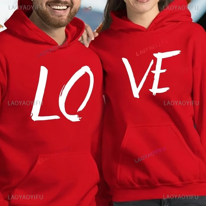 Fashion Couple Hoodies Printed with LOVE Letter His and Hers Bride and Groom Anniversary Bridesmaid Wife and Husband Unisex Tops