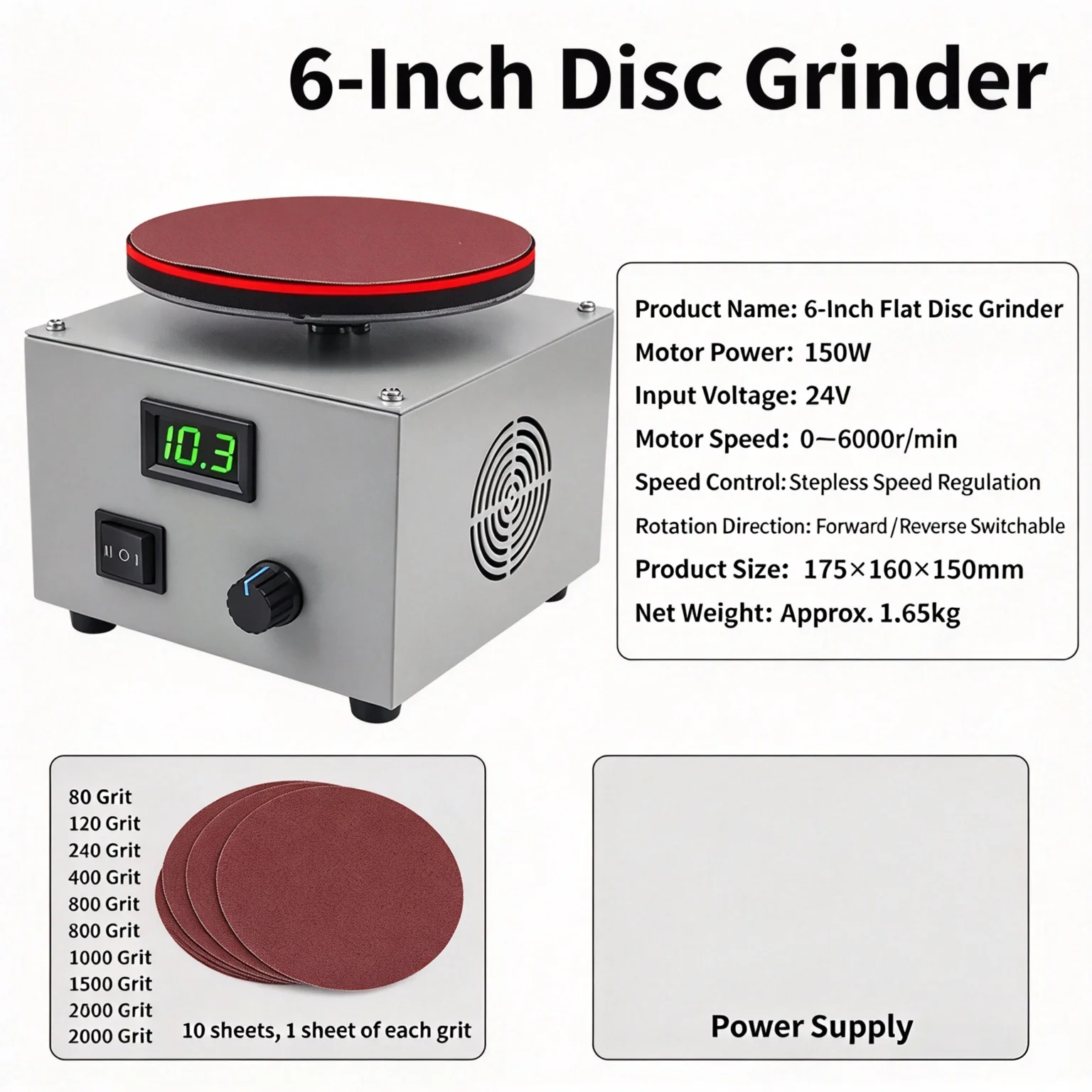 Small Bench Grinder 4‑Inch 6‑Inch Sandpaper Adhesive Backing Pad Electric Multi‑Purpose Grinding Polishing Machine