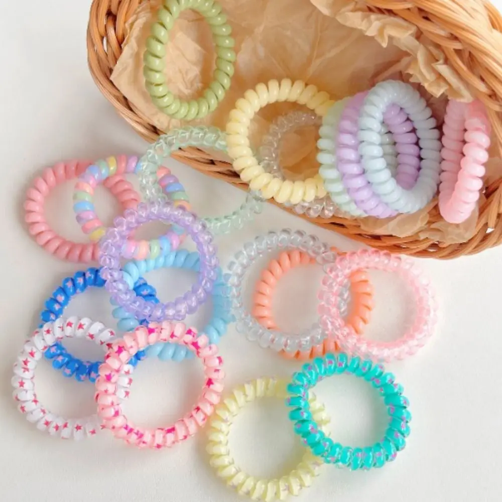 Wave Point Spiral Cord Hair Ring Stretch Multicolor Sweet Elastic Hair Tie Headwear Scrunchies Telephone Wire Hair Rope