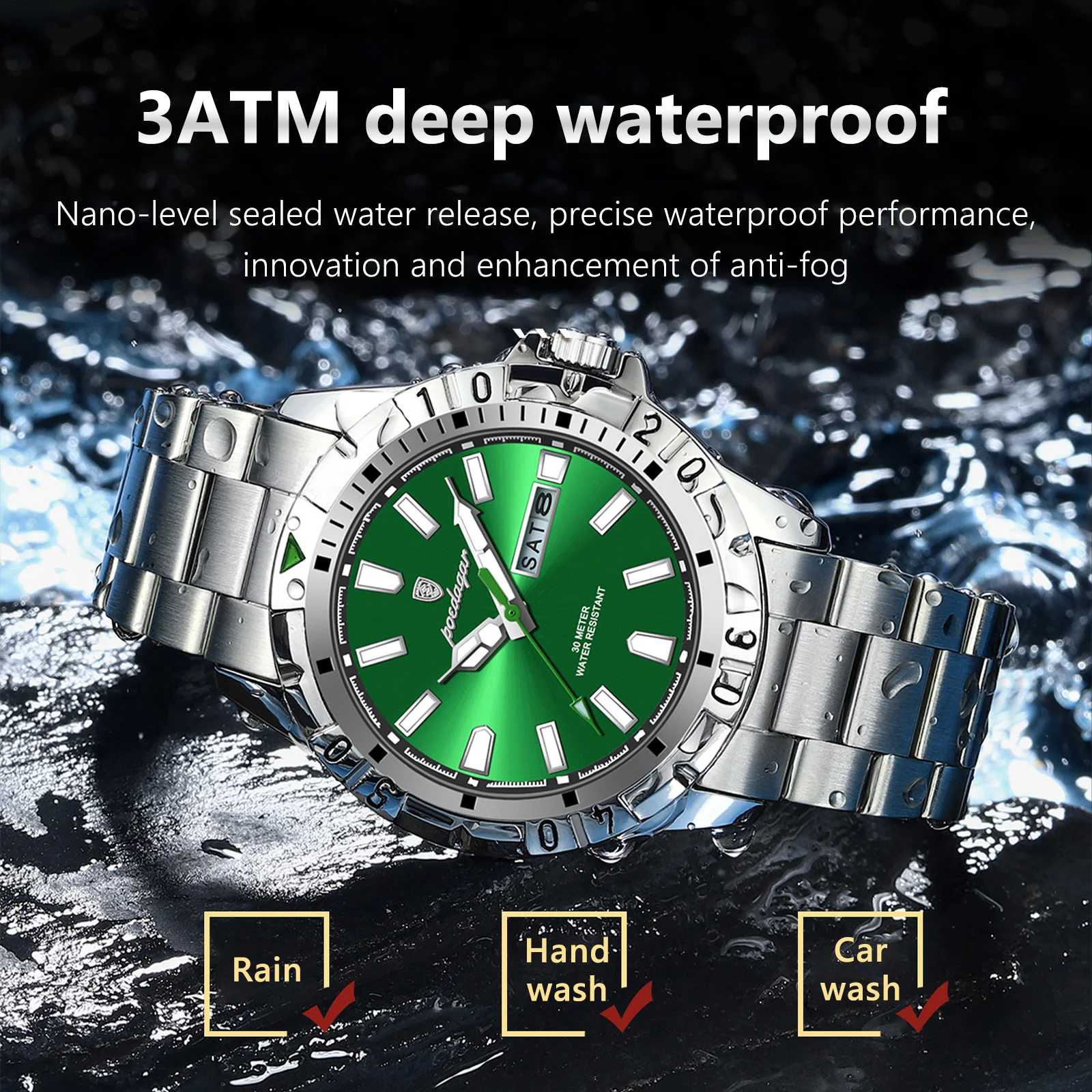 POEDAGAR Luxury Man Watch Waterproof Luminous Date Week Men Watch Casual Male Clock Stainless Steel Sports Men\'s Quartz Watches