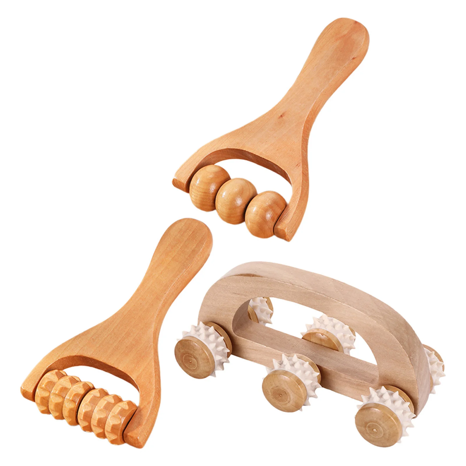 

3pcs Wooden Massage Roller Set Handheld Body Roller For Muscle Relaxation Leg Foot Back Neck Arm Pain Relief Manual Massage