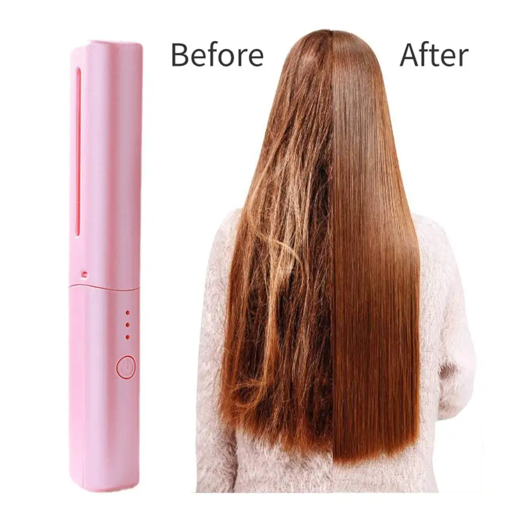 4000mah Wireless Professional Hair Straightener Curler Comb Fast Heating Negative Ion Straightening Curling Brush Styling Tools