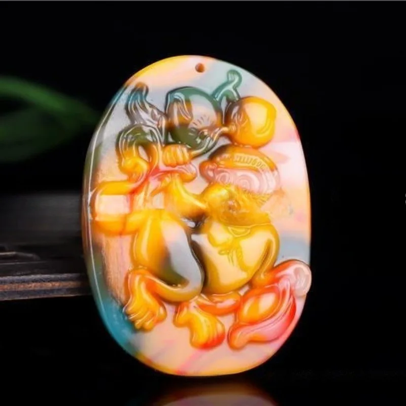 Colorful Jade Zodiac Pendant Colorful Zodiac Rat Dragon Snake Rabbit Ox Tiger Horse Sheep Monkey Chicken Dog Pig Jade Pendant