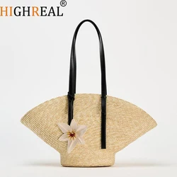 Straw Woven Handbags For Women Handmade Travel Seaside Beach Bag Summer New Handle Bucket Bag Shopping Tote Bag Basket Bolsa