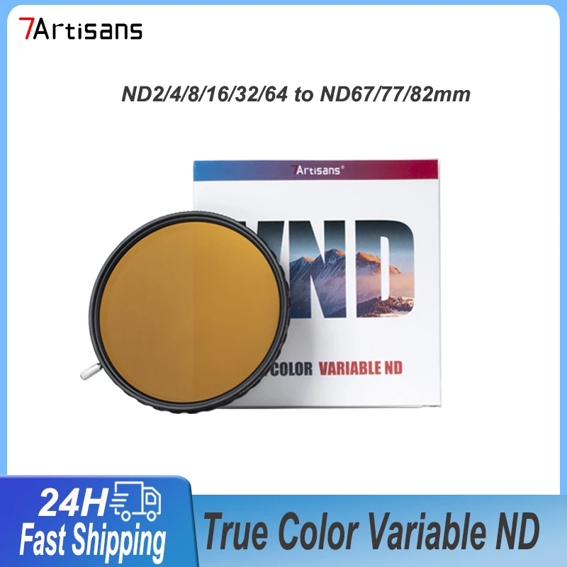 

7artisans True Color Variable Lens Filters 2-5/6-9 Stops Adjustable Neutral Density VND Filter ND2/4/8/16/32/64 to ND67/77/82mm