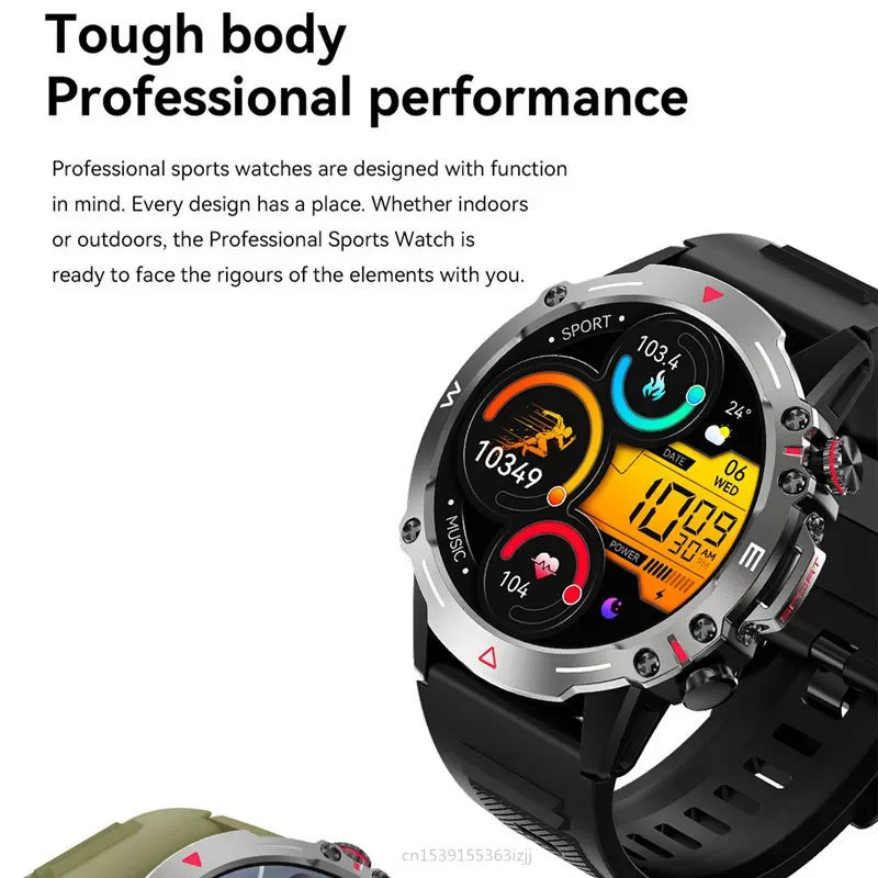 Gaines Smart Watch HK87 Rugged Men Outdoor Sport Smartwatch AMOLED Screen Bluetooth Call AI Voice 410mAh Fitness Tracker