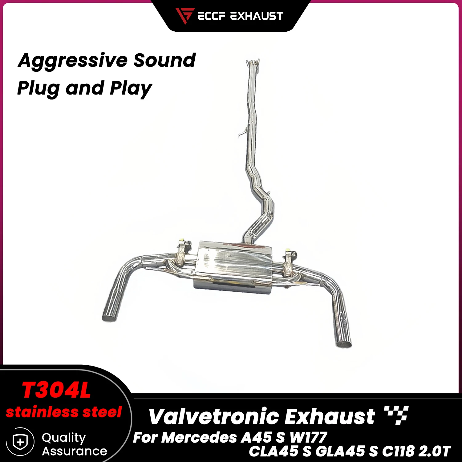 

Sporty Valvetronic Exhaust Stainless steel Catback Exhaust for Mercedes A45 S W177 CLA45 S GLA45 S C118 2.0T Performance Upgrade