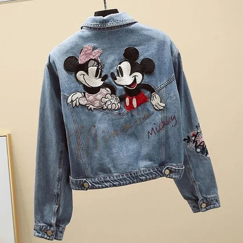 Disney Mickey Mouse Women Winter Cartoon Jacket Women Female Outerwear Jeans Coat Thickening Cotton Winter Parkas Women Grils