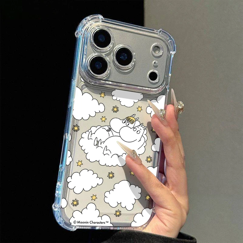 Coque de téléphone transparente anti-chute Moomin Cartoon Series pour iPhone 17 16e 16 15 14 13 12 11 Mini Air Pro Max X XR 7 8 Plus