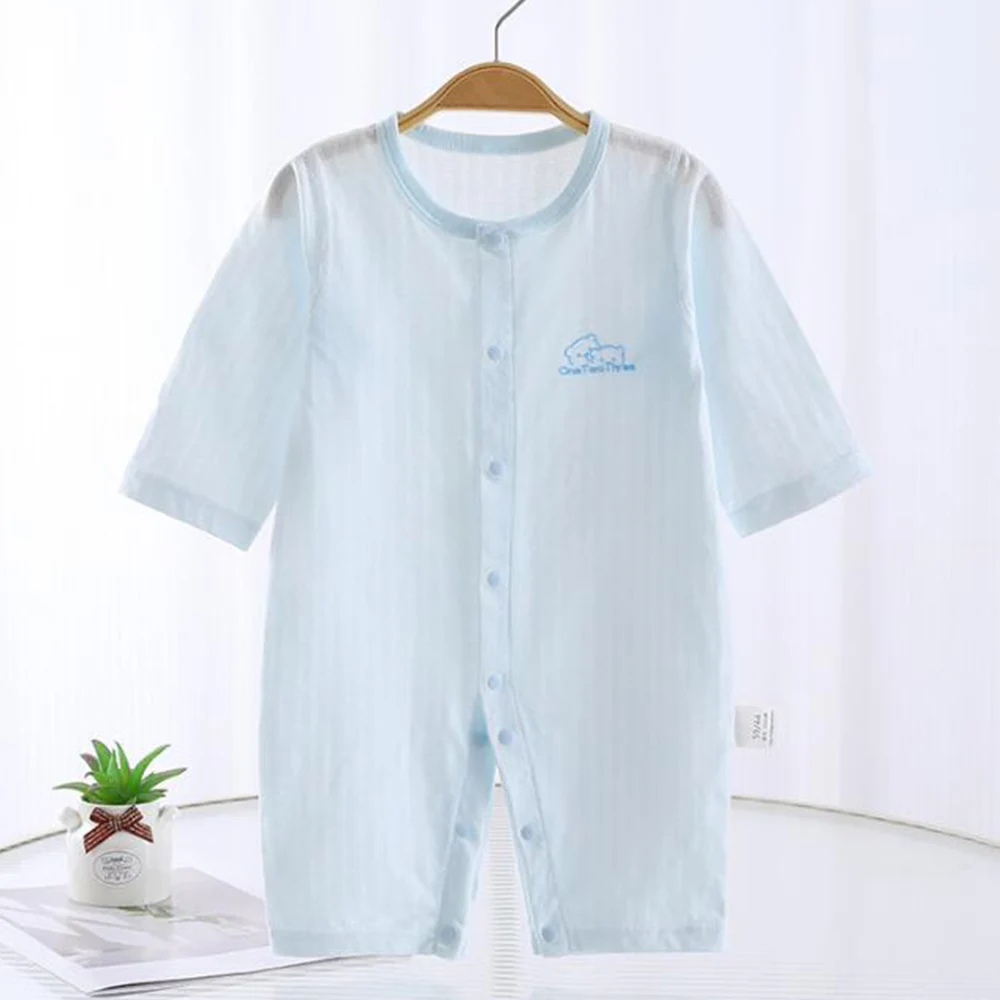 New Arrival Summer Onesies For Baby Girl And Boy Cotton Solid Color Long Sleeve Romper Causal Air Conditioning Newborn Clothing