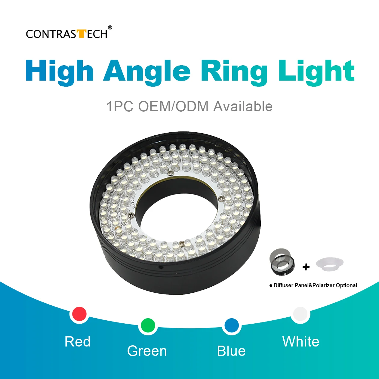 

70 ° 90 ° Кольцевая подсветка с высоким углом, 24 В, светодиодная ИК-УФ-лампа машинного зрения, кольцевая лампа для QFP/SOP, проверка свинцовой кривой, контрастность