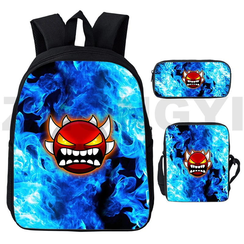 

Fashion Angry Geometry Dash 3D Backpack Canvas Women Shoulder Bag New Schoolbags for Teenager Girls Boys Outdoor Sport Bookbag